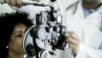 patient having eye tested in hospital